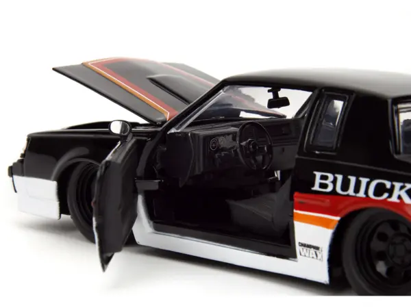 1987 Buick Grand National #7 "Buick Racing" Black and White with Stripes "Bigtime Muscle" Series 1/24 Diecast Model Car by Jada #4