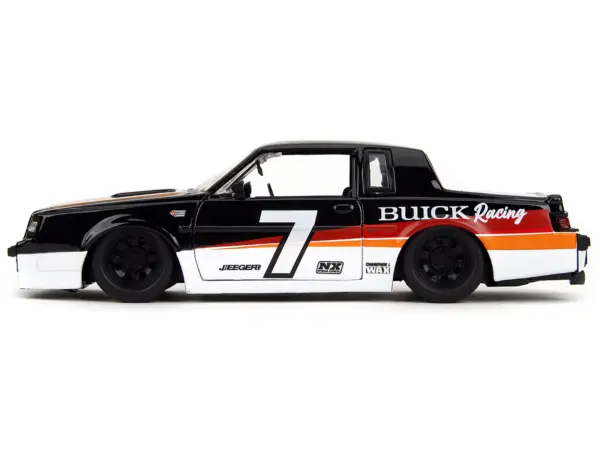 1987 Buick Grand National #7 "Buick Racing" Black and White with Stripes "Bigtime Muscle" Series 1/24 Diecast Model Car by Jada #5