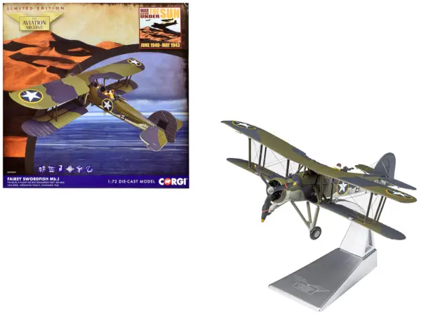 Fairey Swordfish Mk.I Bomber Aircraft "No. 833 Squadron of the Fleet Air Arm HMS Biter Operation Torch" (1942) British Royal Air Force "The Aviation Archive" Series 1/72 Diecast Model by Corgi #1