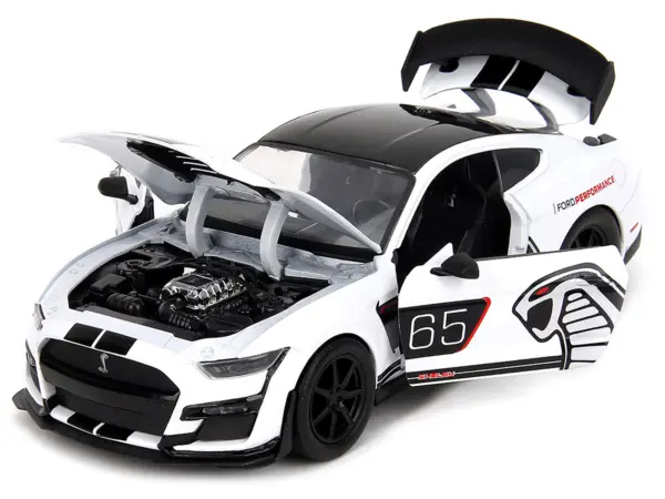 2020 Ford Mustang Shelby GT500 #65 White with Black Top and Stripes "Ford Performance" "Bigtime Muscle" Series 1/24 Diecast Model Car by Jada #2