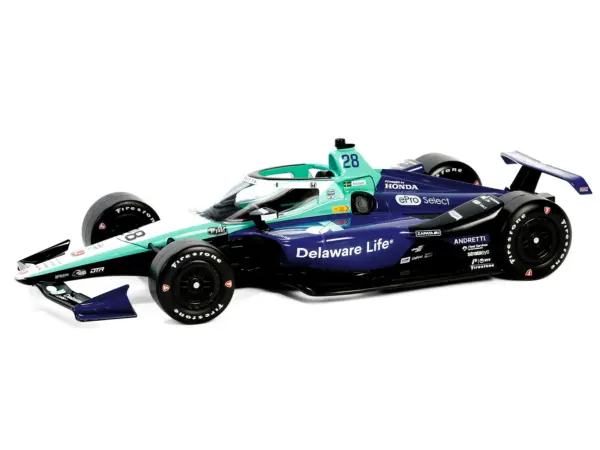 Dallara IndyCar #28 Marcus Ericsson "Delaware Life" Andretti Autosport "NTT IndyCar Series" (2024) 1/18 Diecast Model Car by Greenlight #2