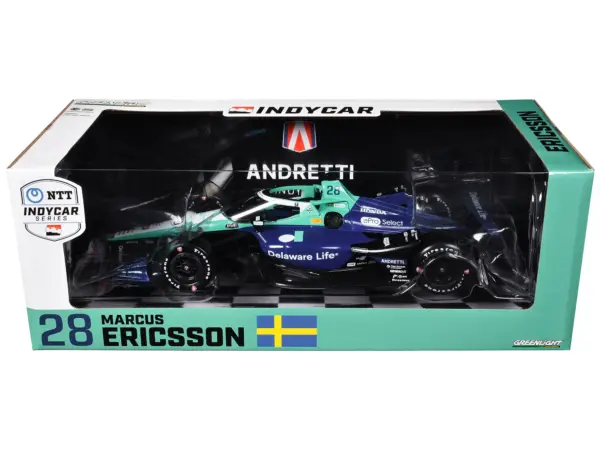 Dallara IndyCar #28 Marcus Ericsson "Delaware Life" Andretti Autosport "NTT IndyCar Series" (2024) 1/18 Diecast Model Car by Greenlight #3
