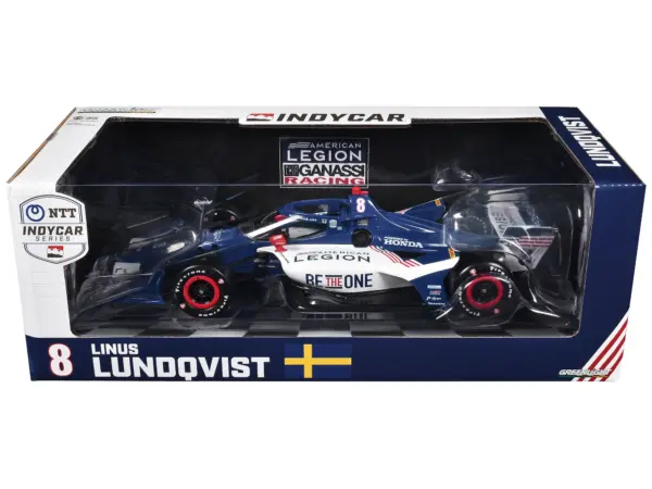 Dallara IndyCar #8 Linus Lundqvist "The American Legion" Chip Ganassi Racing (Road Course Configuration) "NTT IndyCar Series" (2024) 1/18 Diecast Model Car by Greenlight #3