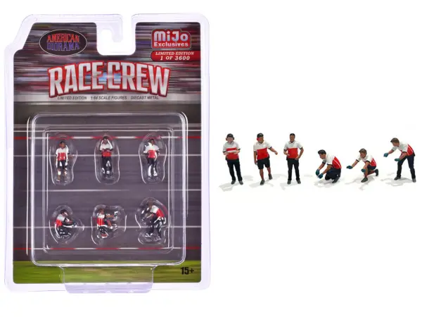"Race Crew" 6 piece Diecast Figure Set (6 Figures) Limited Edition to 3600 pieces Worldwide for 1/64 Scale Models by American Diorama #1