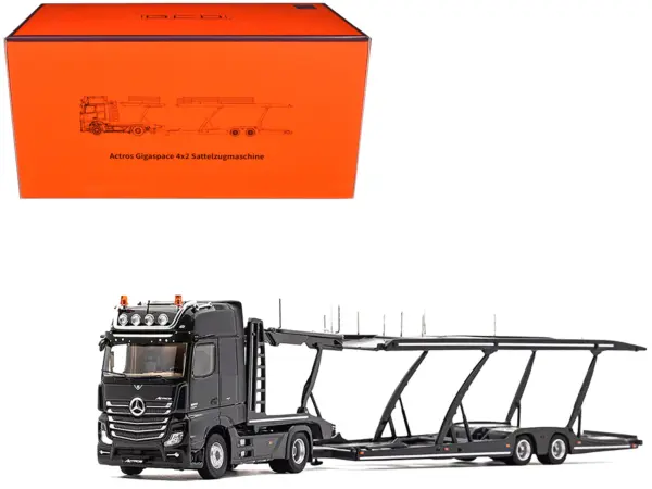 Mercedes-Benz Actros Auto Transporter Black 1/64 Diecast Model by GCD #1