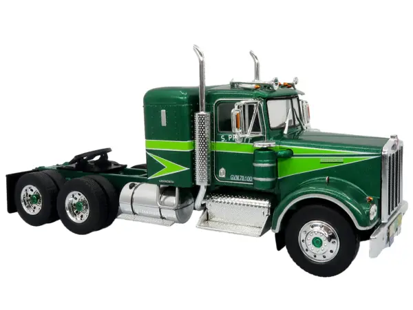 1976 Kenworth W900A Tractor with Dry Goods Trailer Green Metallic with Light Green Graphics "Vintage Heavy Haul Truck Collection" 1/43 Diecast Model by Iconic Replicas #2