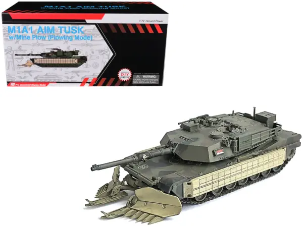 United States M1A1 AIM (Abrams Integrated Management) Tank with Mine Plow (Plowing Mode) #68 "United States Army" Olive Drab "NEO Dragon Armor" Series 1/72 Plastic Model by Dragon Models #1