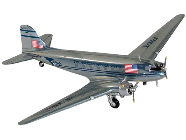 Douglas DC-3 Commercial Aircraft "Pan American Airways" (NC33611) Polished Metal Finish "Gemini 200" Series 1/200 Diecast Model Airplane by GeminiJets #2