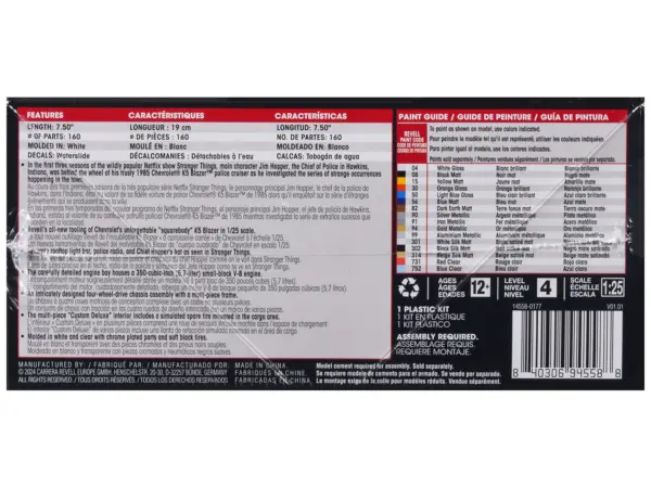 Level 4 Model Kit Jim Hopper's 1985 Chevrolet K5 Blazer "Stranger Things" (2016-Current) TV Series 1/25 Scale Model by Revell #2