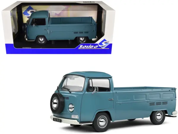 1968 Volkswagen T2 Pickup Truck Petrol Blue 1/18 Diecast Model Car by Solido #1