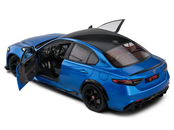 2022 Alfa Romeo Giulia GTA Anodized Blue Metallic with Carbon Top 1/18 Diecast Model Car by Solido #4