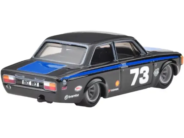 1973 Volvo 142 GL #73 Black with Blue Stripes and Hood "Boulevard" Series Diecast Model Car by Hot Wheels #3
