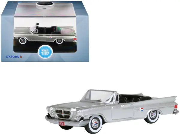 1961 Chrysler 300G Convertible Sheffield Silver Metallic 1/87 (HO) Scale Diecast Model Car by Oxford Diecast #1