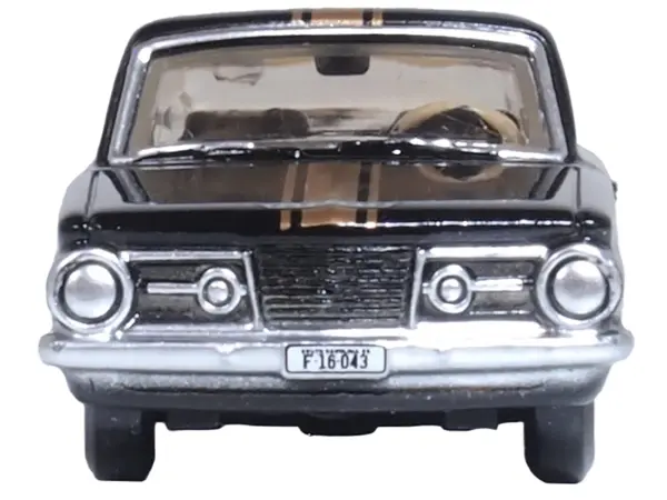 1965 Plymouth Barracuda Black with Gold Stripes 1/87 (HO) Scale Diecast Model Car by Oxford Diecast #3