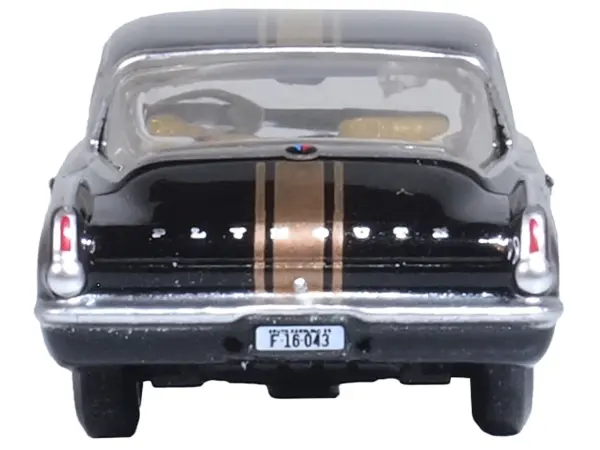 1965 Plymouth Barracuda Black with Gold Stripes 1/87 (HO) Scale Diecast Model Car by Oxford Diecast #4