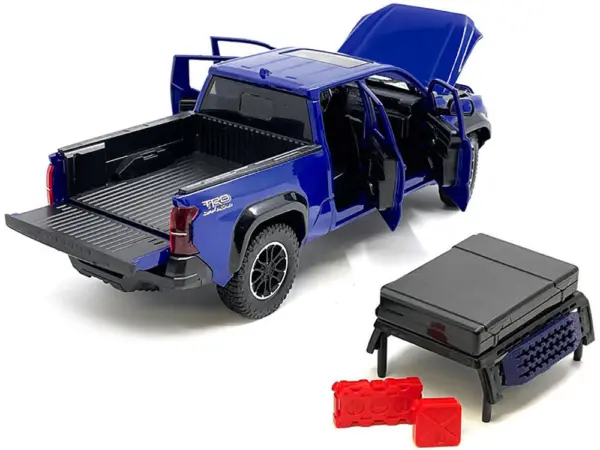 2024 Toyota Tacoma TRD Off-Road Edition Pickup Truck Blue Metallic with Bed Camper 1/24 Diecast Model Car #2