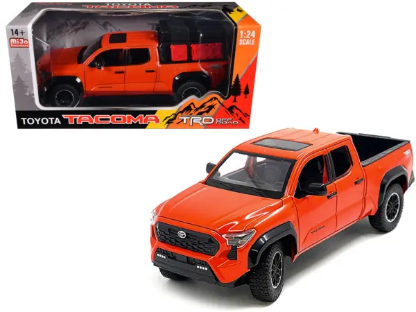 2024 Toyota Tacoma TRD Off-Road Edition Pickup Truck Octane Orange with Bed Camper 1/24 Diecast Model Car #1