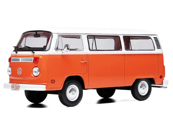 1974 Volkswagen T2 Bus Orange and White 1/24 Diecast Model by IXO Models #2