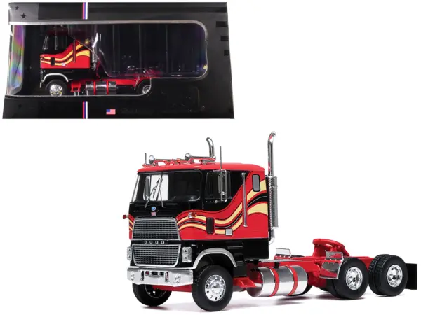 1985 Ford CL 9000 Truck Tractor Red and Black with Graphics 1/43 Diecast Model by IXO Models #1