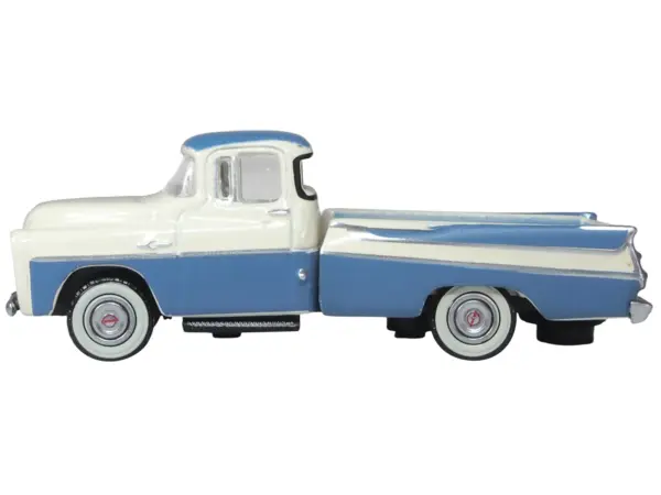 1957 Dodge D100 Sweptside Pickup Truck Ice Blue and Glacier White 1/87 (HO) Scale Diecast Model Car by Oxford Diecast #2
