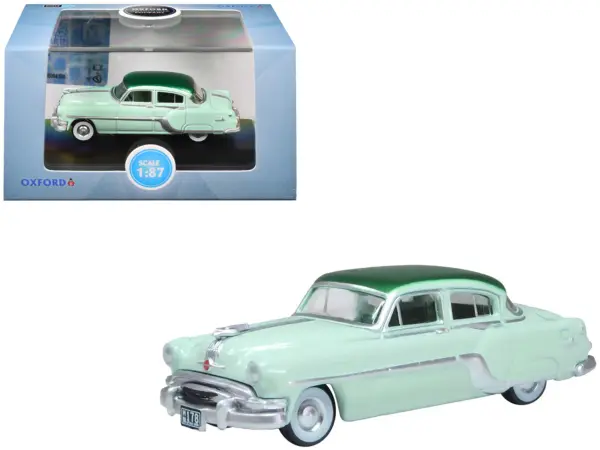 1954 Pontiac Chieftain 4 Door Shannon Green with Brookmere Green Top 1/87 (HO) Scale Diecast Model Car by Oxford Diecast #1
