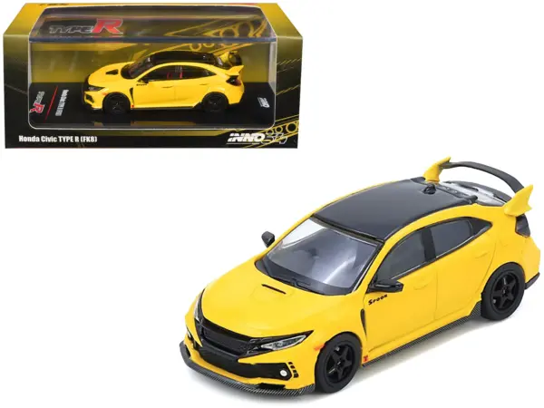 Honda Civic Type R (FK8) RHD (Right Hand Drive) Yellow with Black Top 1/64 Diecast Model Car by Inno Models #1