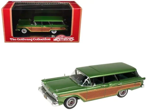 1959 Ford Country Squire Sherwood Green Metallic with Woodgrain Sides and Green Interior Limited Edition to 200 pieces Worldwide 1/43 Model Car by Goldvarg Collection #1