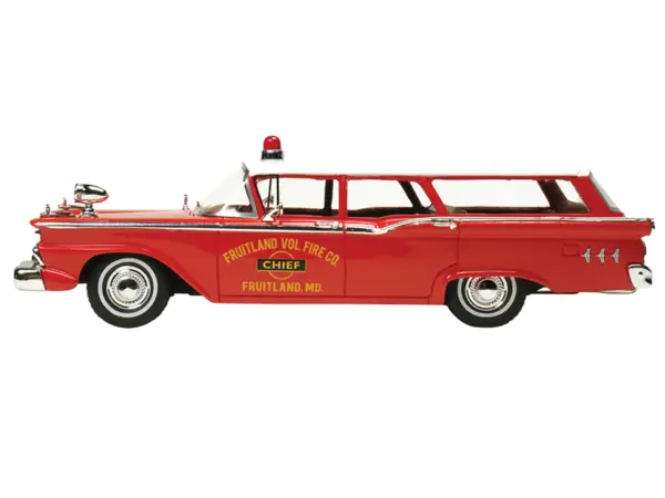 1959 Ford Country Squire "Fruitland MD Fire Chief" Red with White Top Limited Edition to 200 pieces Worldwide 1/43 Model Car by Goldvarg Collection #3