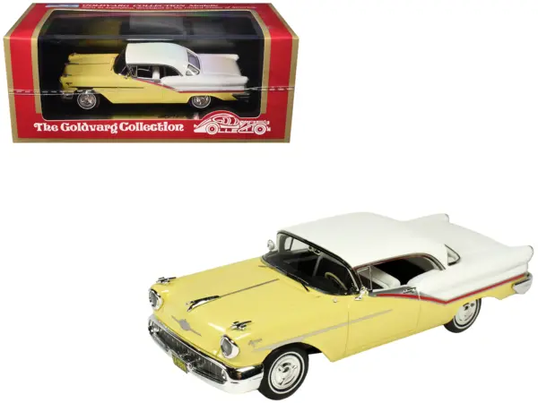 1957 Oldsmobile Starfire Coronado Yellow and Alcan White Limited Edition to 200 pieces Worldwide 1/43 Model Car by Goldvarg Collection #1
