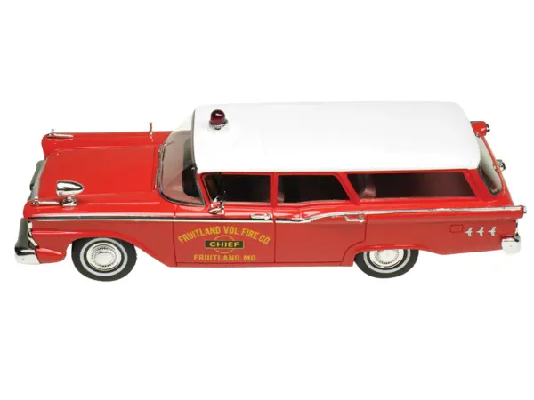 1959 Ford Country Squire "Fruitland MD Fire Chief" Red with White Top Limited Edition to 200 pieces Worldwide 1/43 Model Car by Goldvarg Collection #4