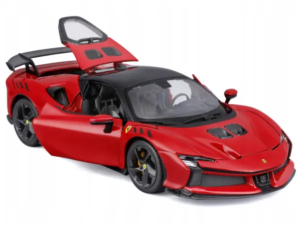 Ferrari SF90 XX Stradale Red with Black Top "Race and Play" Series 1/24 Diecast Model Car by Bburago #2