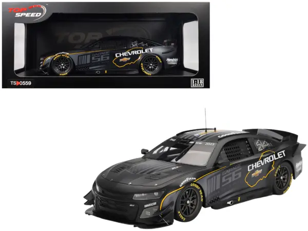 Chevrolet Camaro ZL1 #24 "Hendrick Motorsports Test Car" Matt Black with Graphics 1/18 Model Car by Top Speed #1