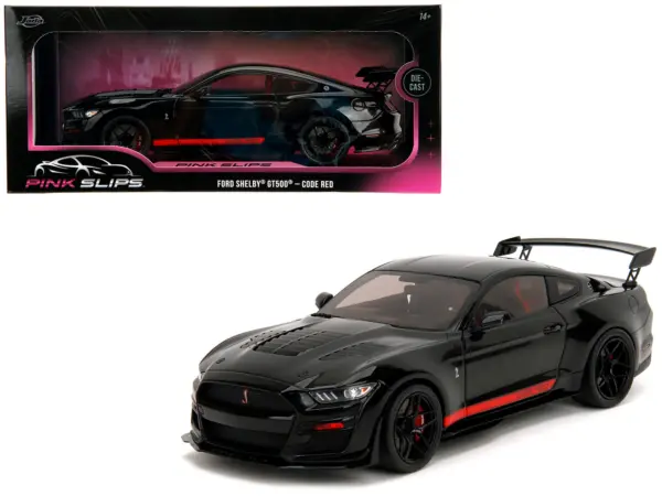 Shelby GT500 "Code Red" Black with Red Stripes "Pink Slips" Series 1/18 Diecast Model Car by Jada #1