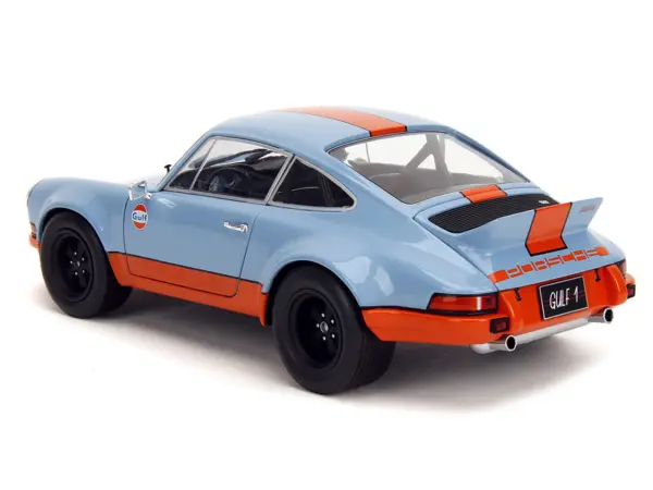 Porsche 911 RSR "Gulf Oil" Light Blue with Orange Stripes "Pink Slips" Series 1/18 Diecast Model Car by Jada #4