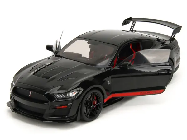 Shelby GT500 "Code Red" Black with Red Stripes "Pink Slips" Series 1/18 Diecast Model Car by Jada #2