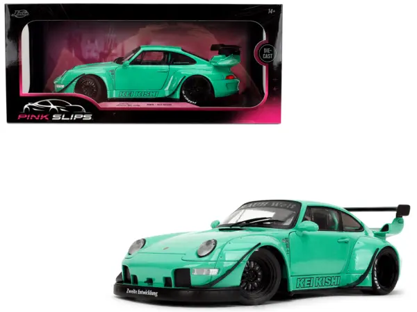 RWB Body Kit "Kei Kishi" Light Blue "Pink Slips" Series 1/18 Diecast Model Car by Jada #1