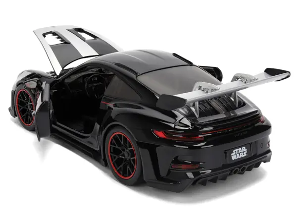 Porsche 911 GT3 RS (992) Black with Silver Hood and Graphics and Darth Vader Figure "Star Wars" Franchise "Hollywood Rides" Series 1/24 Diecast Model Car by Jada #3