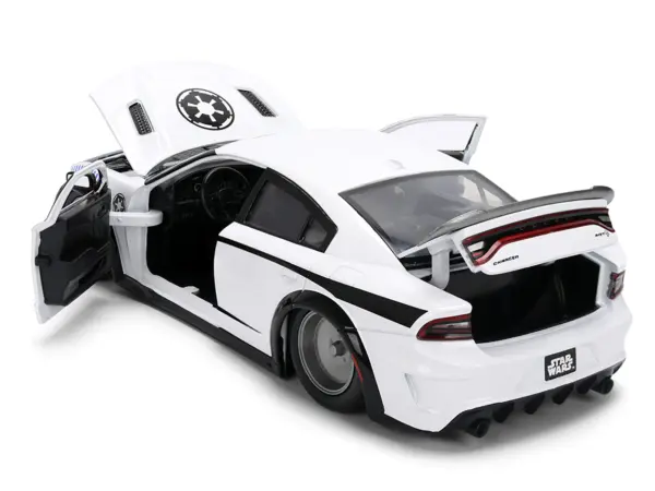 2021 Dodge Charger SRT Hellcat White with Graphics and Stormtrooper Figure "Star Wars" Franchise "Hollywood Rides" Series 1/24 Diecast Model Car by Jada #3