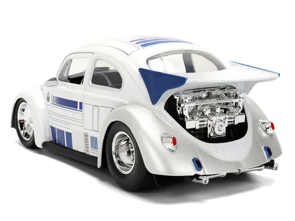 1959 Volkswagen Drag Beetle White with Graphics and R2-D2 Figure "Star Wars" Franchise "Hollywood Rides" Series 1/24 Diecast Model Car by Jada #4