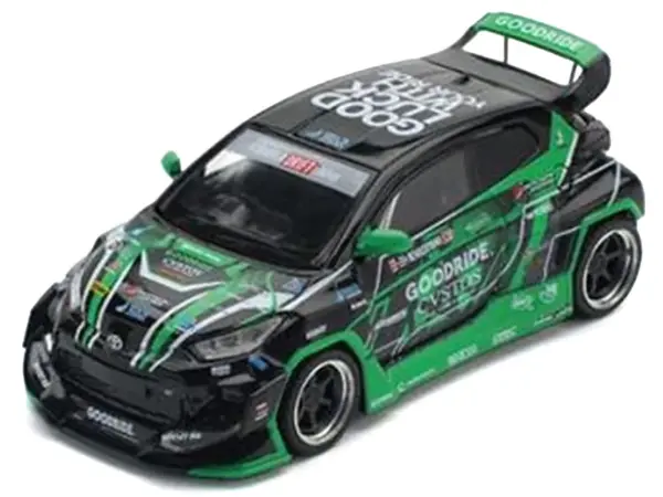 Pandem GR Yaris RHD (Right Hand Drive) "Goodride Motorsports" Green and Black with Graphics "Enigma Exclusive Edition" 1/64 Diecast Model Car by Pop Race #2