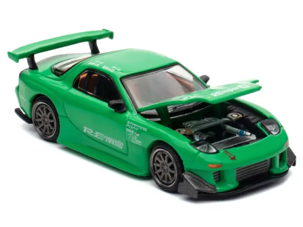Mazda RX7 "RE Amemiya" Widebody RHD (Right Hand Drive) Green 1/64 Diecast Model Car by Pop Race #2