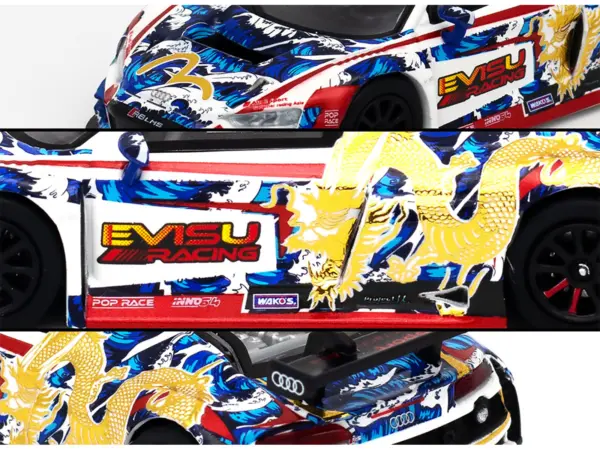 Audi R8 LMS "Evisu Racing X Works" White with Graphics 1/64 Diecast Model Car by Pop Race #3