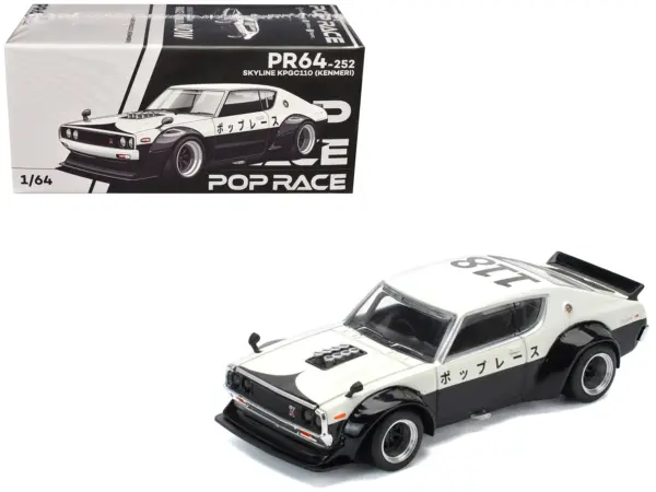 Skyline KPGC110 "Kenmeri" RHD (Right Hand Drive) "Japan National Police Agency Livery" Black and White 1/64 Diecast Model Car by Pop Race #1