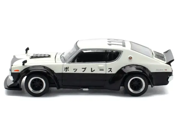 Skyline KPGC110 "Kenmeri" RHD (Right Hand Drive) "Japan National Police Agency Livery" Black and White 1/64 Diecast Model Car by Pop Race #3