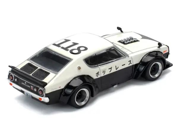 Skyline KPGC110 "Kenmeri" RHD (Right Hand Drive) "Japan National Police Agency Livery" Black and White 1/64 Diecast Model Car by Pop Race #5