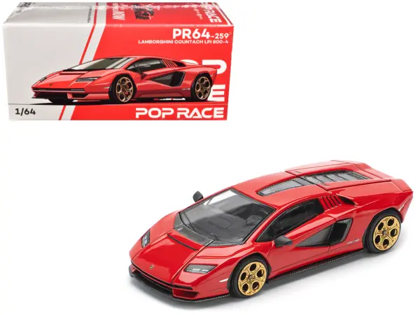 Lamborghini Countach LPI 800-4 Red with Carbon Accents 1/64 Diecast Model Car by Pop Race #1