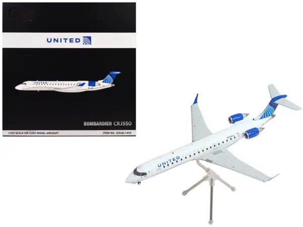 Bombardier CRJ550 Commercial Aircraft "United Express" (N506GJ) White with Blue Tail "Gemini 200" Series 1/200 Diecast Model Airplane by GeminiJets #1