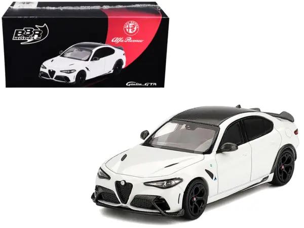 Alfa Romeo Giulia GTA White with Carbon Top 1/64 Diecast Model Car by BBR #1