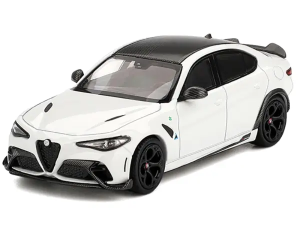 Alfa Romeo Giulia GTA White with Carbon Top 1/64 Diecast Model Car by BBR #2