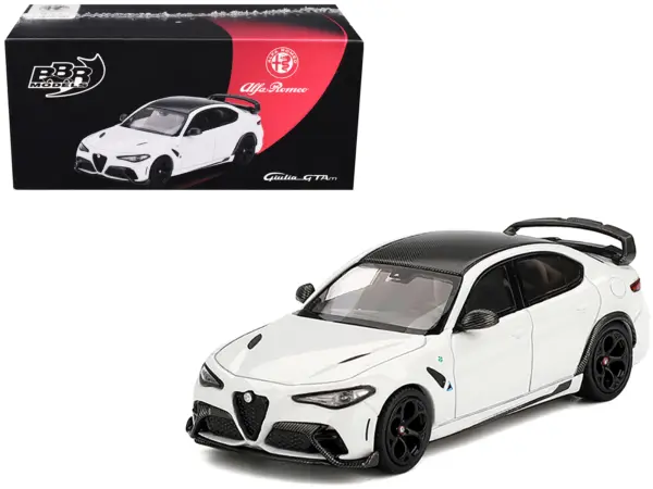Alfa Romeo Giulia GTAm White with Carbon Top 1/64 Diecast Model Car by BBR #1